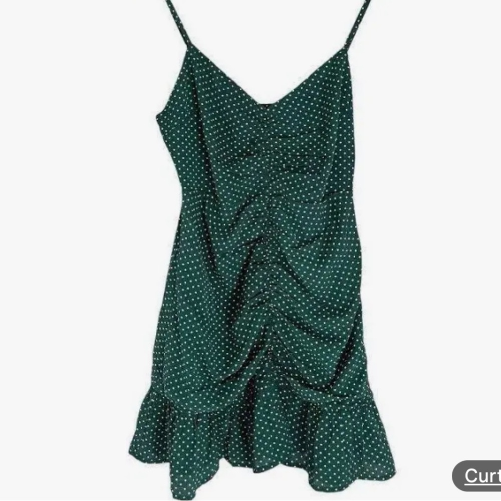Urban Outfitters Green Ruched Ruffled Sundress